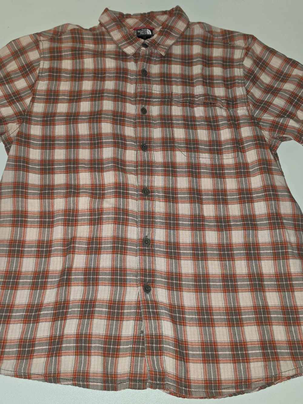 The North Face Men’s Orange Plaid Button-Down Shirt